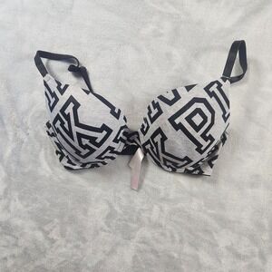 PINK by Victoria's Secret 34D Gray Signature Print‎ Push Up Bra
